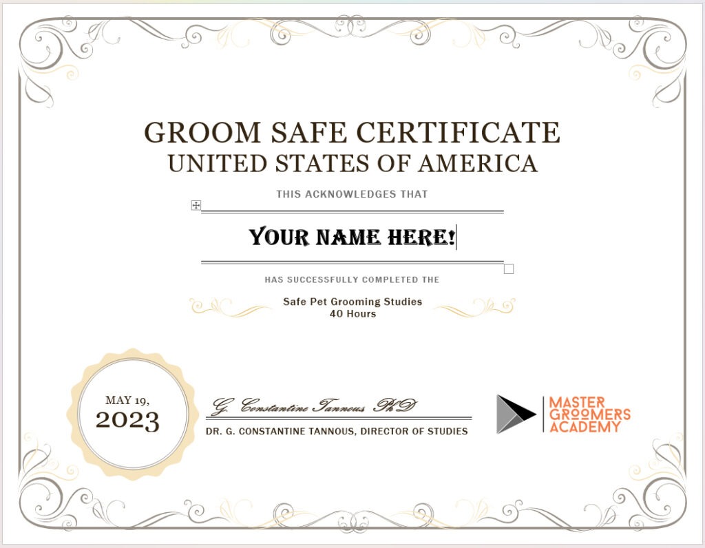 Groom Safe Certificate for Free.