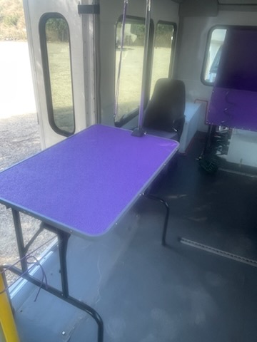 Grooming table in mobile grooming mini bus for sale